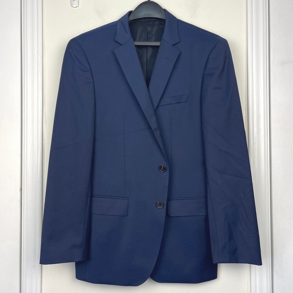 Hugo Boss Modern 40R Wool Super 120 Trabaldo Togna Blazer Coat Suit Jacket Navy - Picture 2 of 14